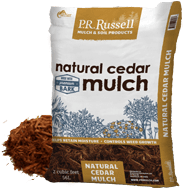 Display of P.R. Russel Natural Cedar Mulch